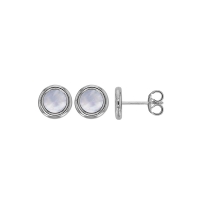 Boucles d'oreilles rondes argent 925/1000 rhodié avec nacre