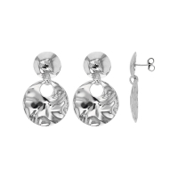 Boucles d'oreilles rondes aspect froissé en argent 925/1000 rhodié