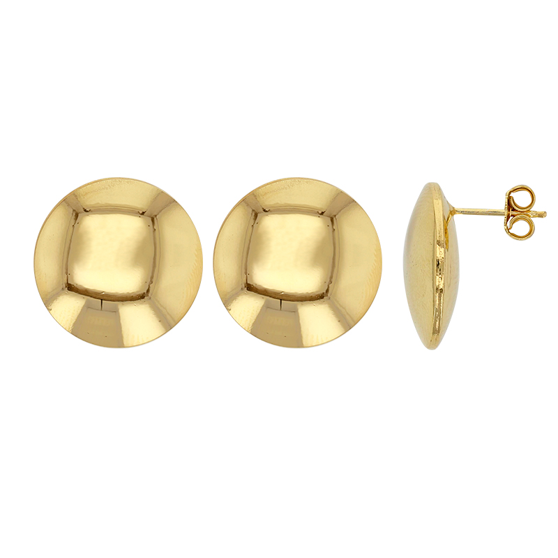 Boucles d'oreilles rondes et bombés, argent 925/1000 doré