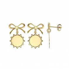 Boucles d'oreilles soleil avec noeud en argent 925/1000 doré