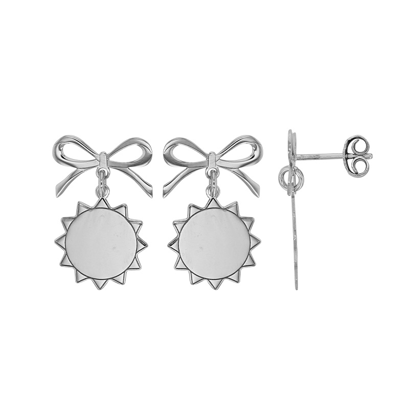 Boucles d'oreilles soleil avec noeud en argent 925/1000 rhodié