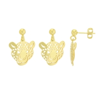 Boucles d'oreilles tete de Panthère en argent 925/1000 doré