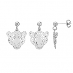 Boucles d'oreilles tete de Panthère en argent rhodié 925/1000