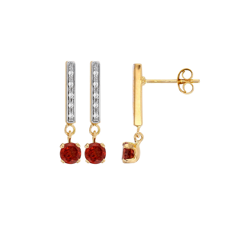 Boucles d'oreilles Topaze ronde 4mm, bélière sertie de 10 diamants HSI 0,06ct, Or blanc 750/1000