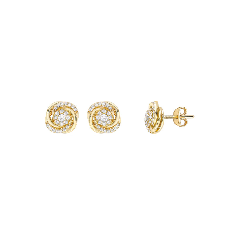 Boucles d'oreilles tourbillon en Or 375/1000 et oxydes de zirconium