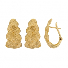 Boucles d'oreilles tressées, aspect pailleté, argent 925/1000 doré