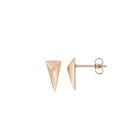 Boucles d'oreilles triangulaires acier doré-rose