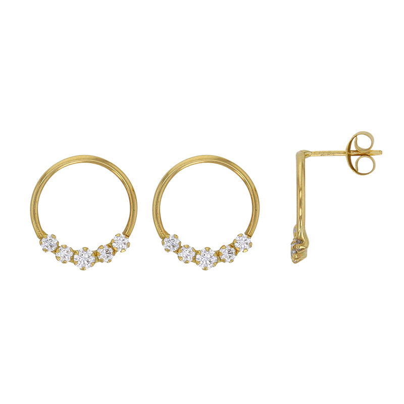 Boucles d’oreilles cercles avec oxydes, Or 375/1000