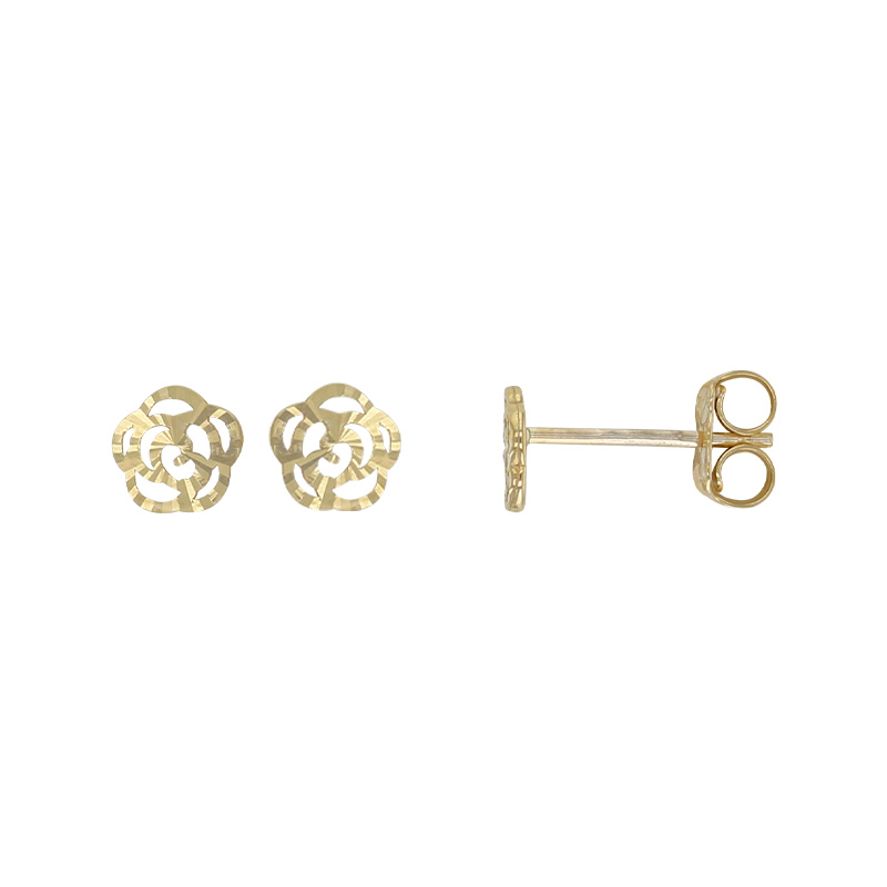 Boucles d’oreilles en forme de fleurs ciselées, Or 375/1000