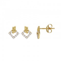Boucles d’oreilles en forme de losange avec oxydes, Or 375/1000