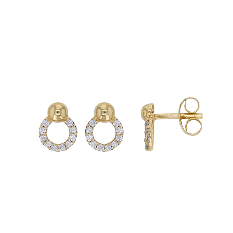 Boucles d’oreilles puces, cercles d’oxydes Or 375/1000