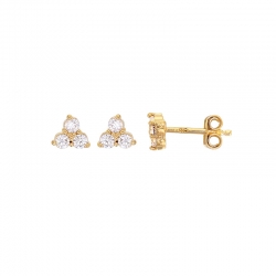 Boucles d’oreilles puces ornées de 3 oxydes, plaqué or