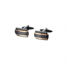 Boutons de manchette en acier noir et doré rose