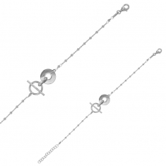 Bracelet 2 cercles ajourés et maille boule, argent 925/1000 rhodié
