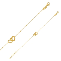 Bracelet 2 coeurs entrelacés en argent 925/1000 doré