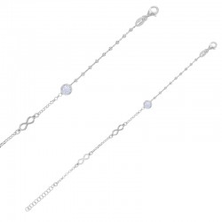 Bracelet 2 infinis, 1 rond avec oxyde maille boule et forçat argent 925/1000 rhodié
