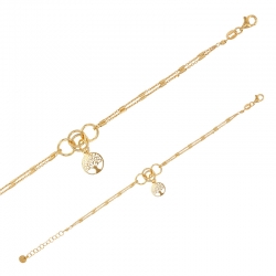 Bracelet 2 rangs cercles ornés d'un arbre de vie, argent 925/1000 platiné