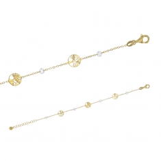 Bracelet 3 arbres de vie et cristaux, argent 925/1000 platiné