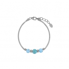 Bracelet 3 pierres Larimar et argent 925/1000 platiné