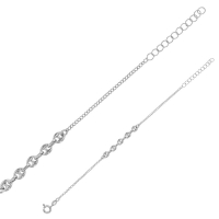 Bracelet 5 mailles grain de café, argent 925/1000 platiné