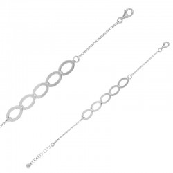 Bracelet 5 ovales doublés maille jaseron, argent 925/1000 rhodié