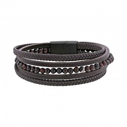 Bracelet 5 rangs synthétique orné d’obsidienne mahogany marron