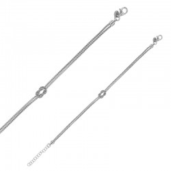 Bracelet à deux rangs en maille pop-corn avec petit noeud, argent 925/1000 rhodié