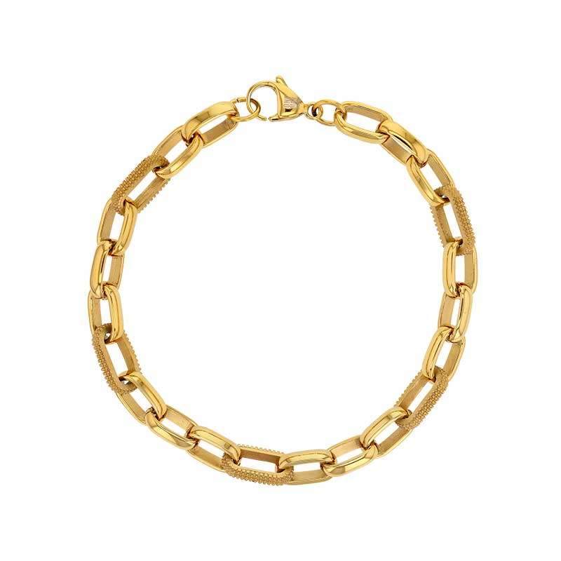 Bracelet à maille forcat lisse et à cran en acier brillant