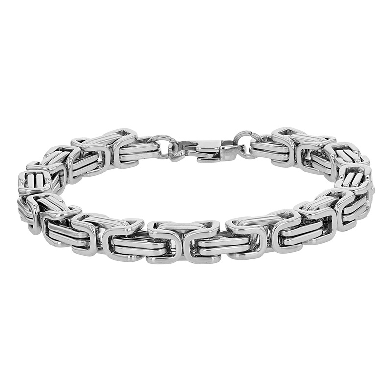 Bracelet acier à maille byzantine