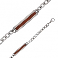 Bracelet acier avec rectangle acier et bois
