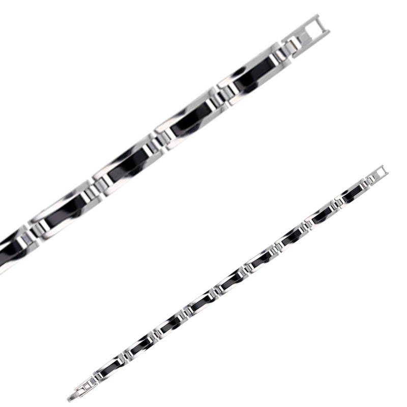 Bracelet acier brillant at acier noir