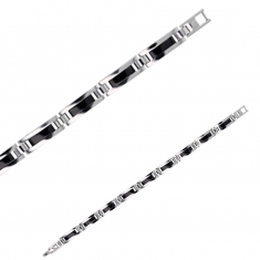 Bracelet acier brillant at acier noir