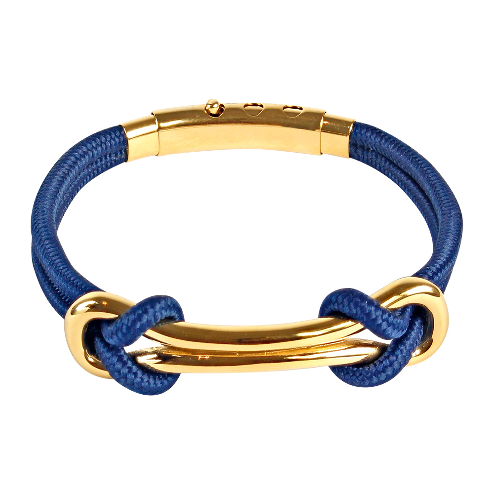 Bracelet Acier doré et cordon nylon bleu