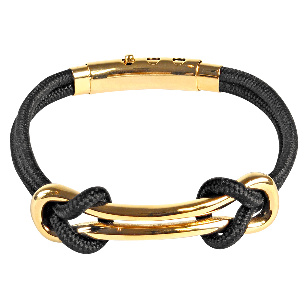 Bracelet Acier doré et cordon nylon noir