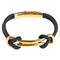 Bracelet Acier doré et cordon nylon noir