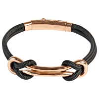 Bracelet Acier doré rose  et cordon en nylon noir