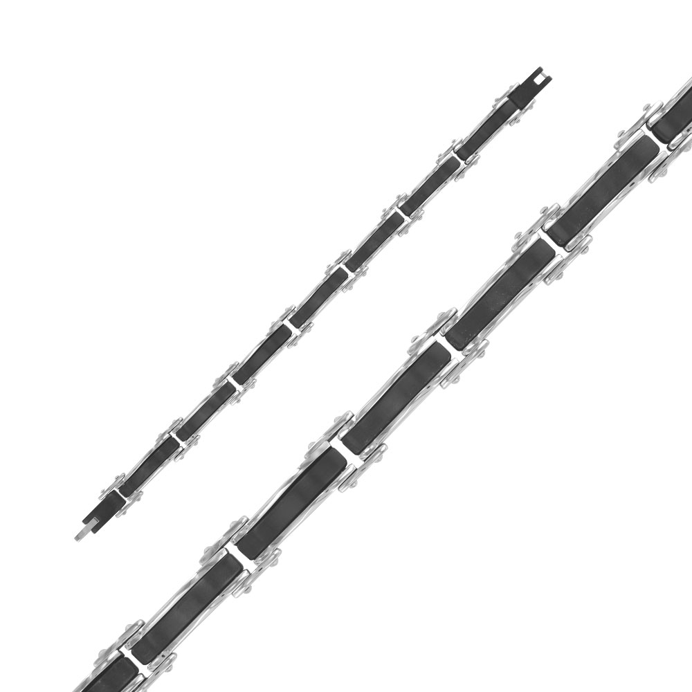 Bracelet acier et acier noir 21,5cm