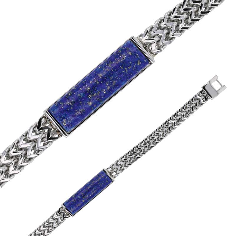 Bracelet Acier et Lapis Lazuli
