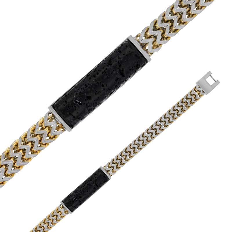 Bracelet Acier et pierre de lave