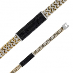 Bracelet Acier et pierre de lave