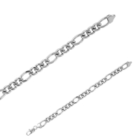 Bracelet acier maille figaro ronde triple