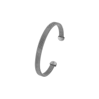 Bracelet acier ouvert effet maille