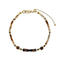 Bracelet acier, perles de verre Miyuki, jaspe paysage, Oeil de tigre, obsidienne noire, hématite