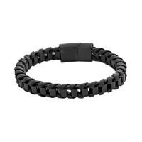 Bracelet acier torsadé par cuir de bovin avec fermoir en acier