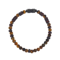 Bracelet aimanté Oeil de tigre et quartz rouge, acier