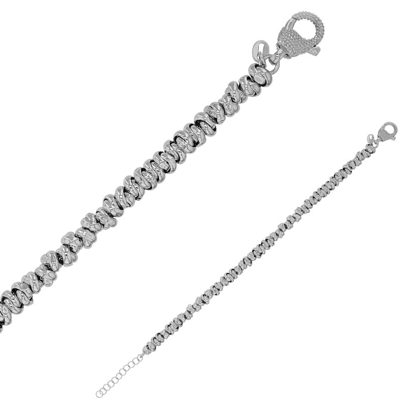 Bracelet anneaux entrelacés argent 925/1000 rhodié