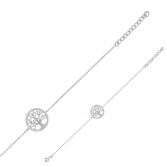 Bracelet Arbre de vie argent 925/1000 rhodié et oxydes de zirconium