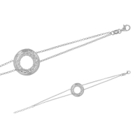 Bracelet argent 925/1000 2 rangs et anneau effet argent forgé