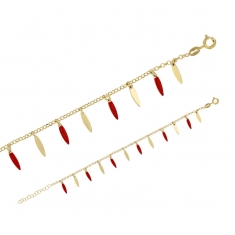 Bracelet argent 925/1000 doré avec émail rouge