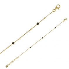Bracelet argent 925/1000 doré avec oxydes de zirconium teintés noir